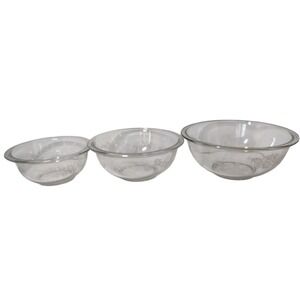 Pyrex Colonial Mist Clear Nesting Mixing Bowls 322 323 325 Set of Three READ‎
